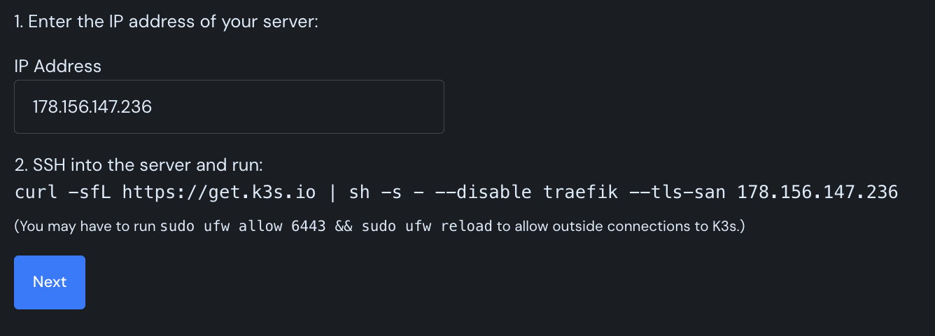 After entering IP
