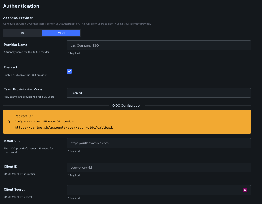 OIDC Provider Configuration