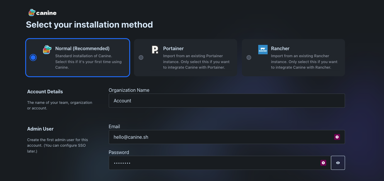 Select your installation method