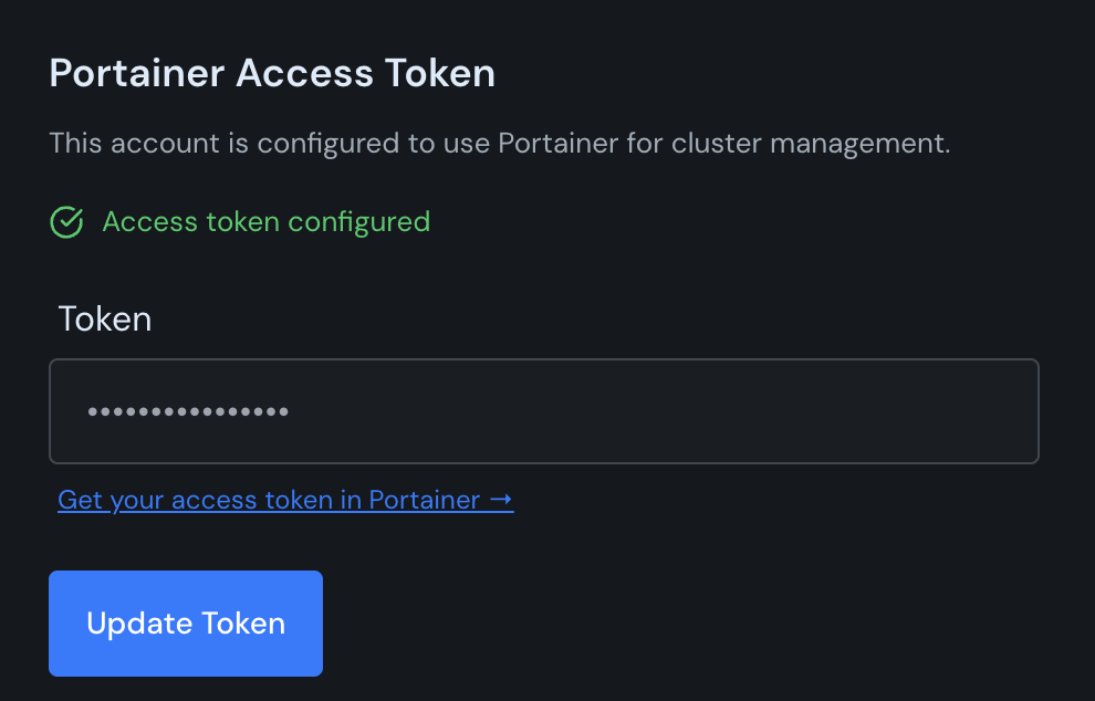 Uploading a Portainer access token