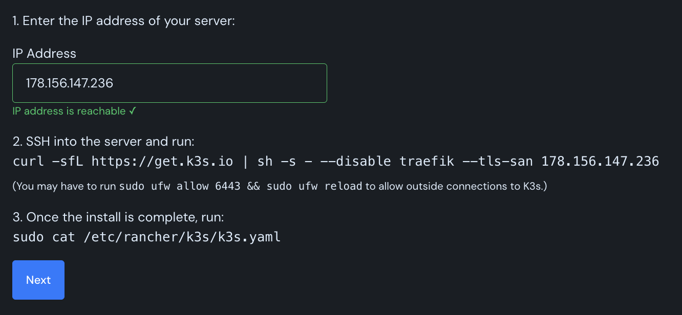 Kubeconfig step